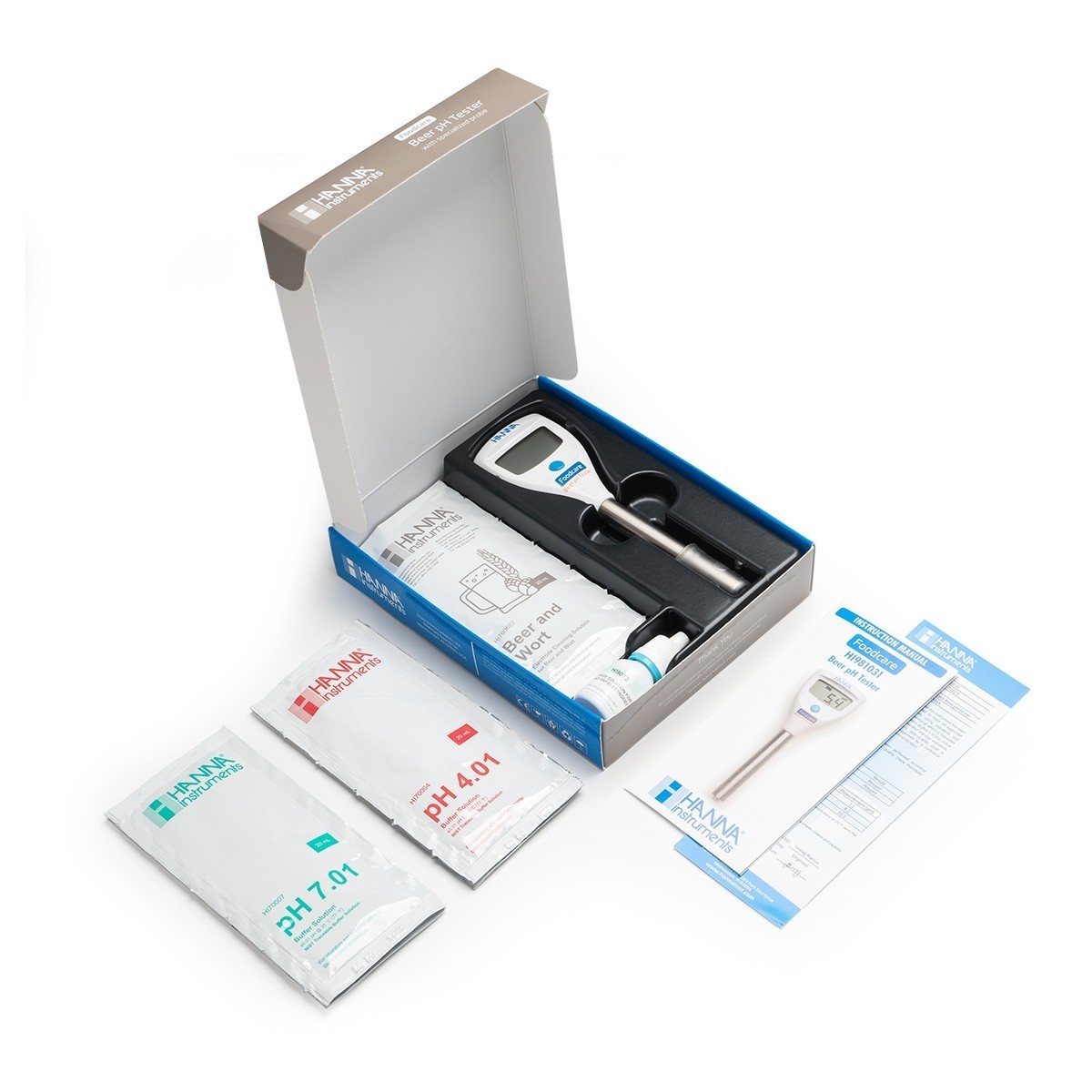 Hanna pH-Tester Foodcare HI981031 für Bier komplett in der Box