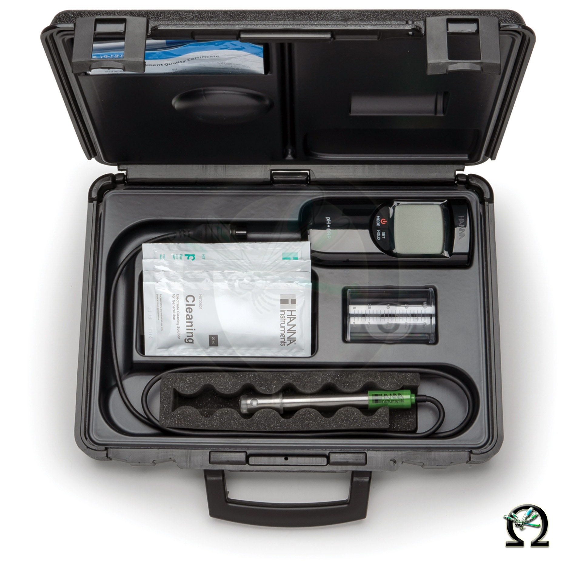Hanna Wasserdichtes pH-/mV-/°C-Messgerät HI991003 mit Quick-Din-Anschluß im Koffer