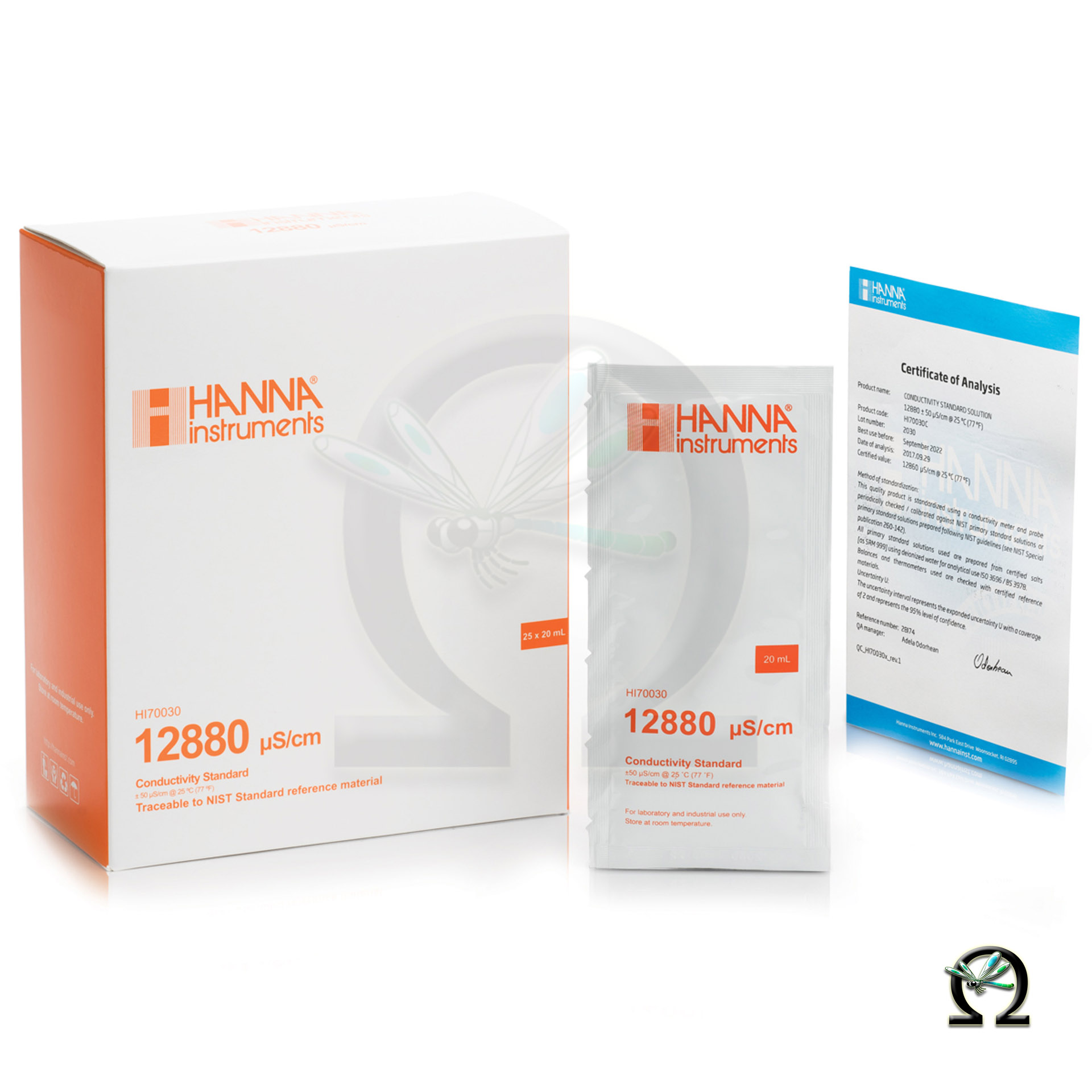 Hanna Leitfähigkeitslösung HI70030P 12.880 µS/cm im Portionsbeutel mit Analysezertifikat