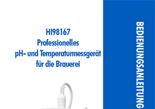 Die Bedienungsanleitung für das pH-Handmessgerät HI98167 für Bier als PDF zum herunterladen und ausdrucken