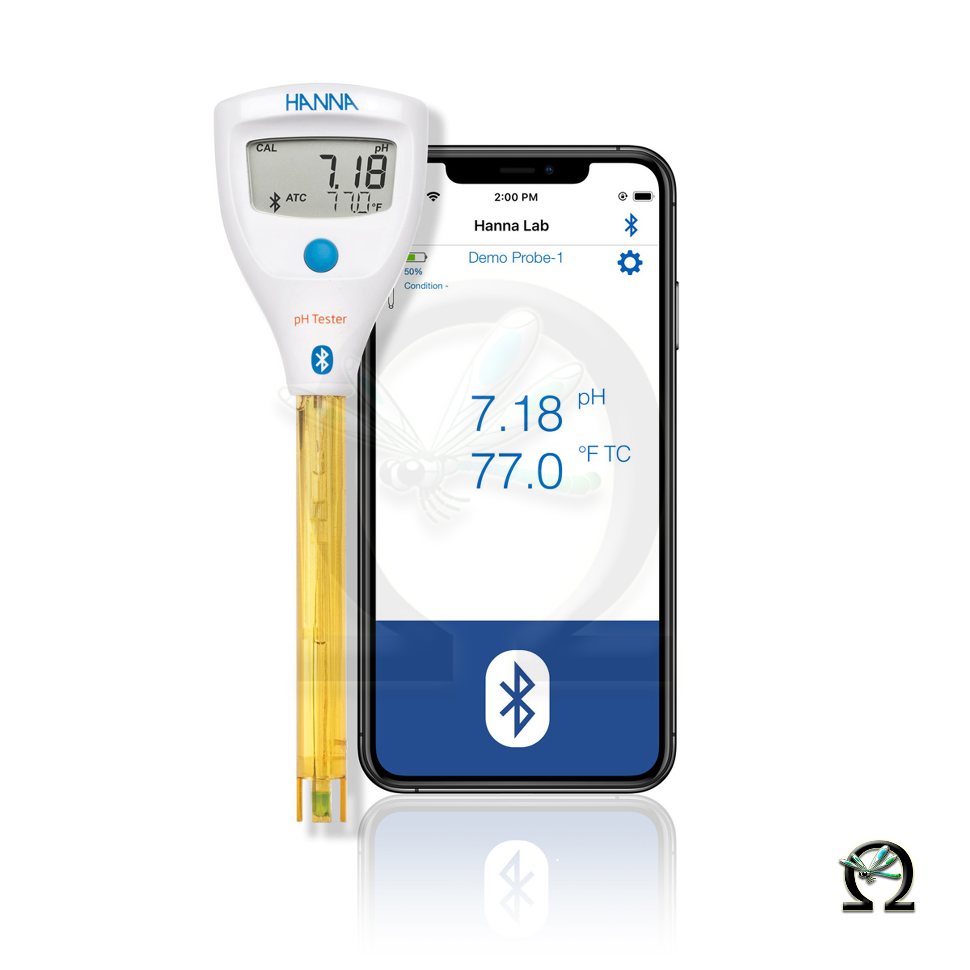 HALO2 Drahtloser pH-Tester HI9810422 für Umwelteinsatz mit Bluetooth, Smartgerät nicht im Lieferumfang enthalten