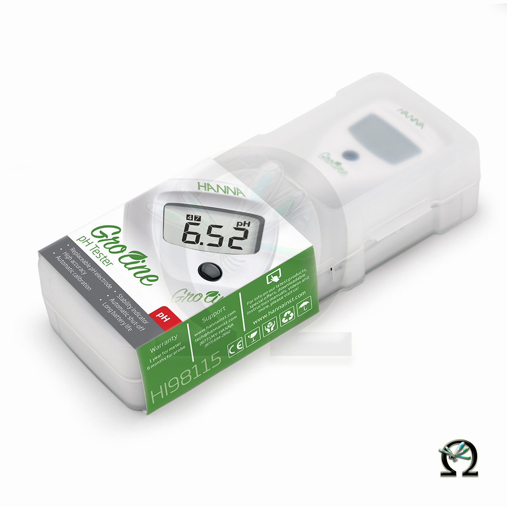 Hanna pH-Tester GroLine HI98115, komplett mit Pufferlösung in der Kunststoffbox