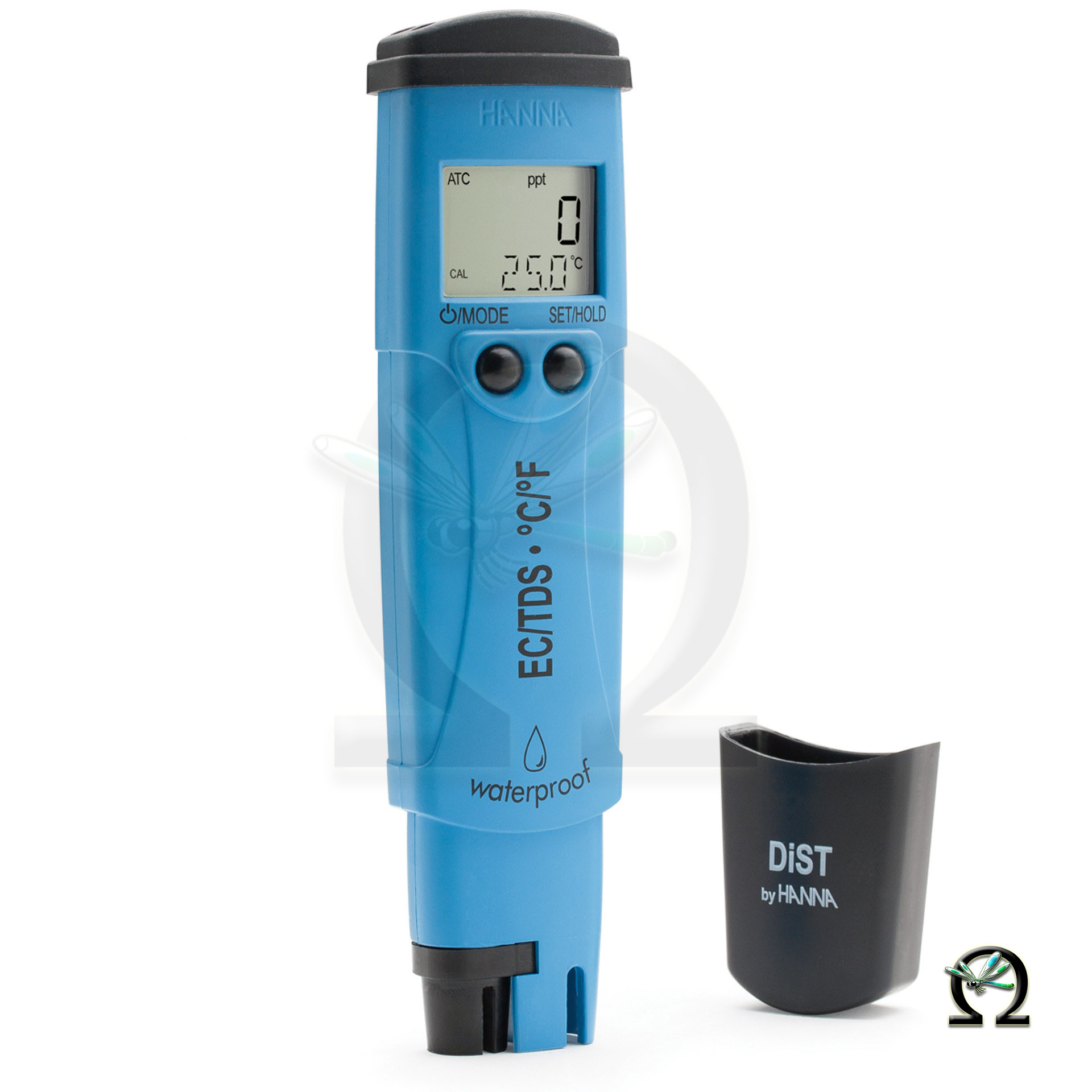 Der HI98311 Leitfähigkeits-/TDS-/°C-Tester Hanna DIST5 mit geöffneter Schutzkappe